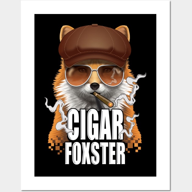 Cigar Foxster Fox Smoker Newsboy Cap Gangster Wall Art by Settha.sk